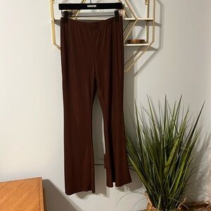 Brown Ribbed Flare Pants
